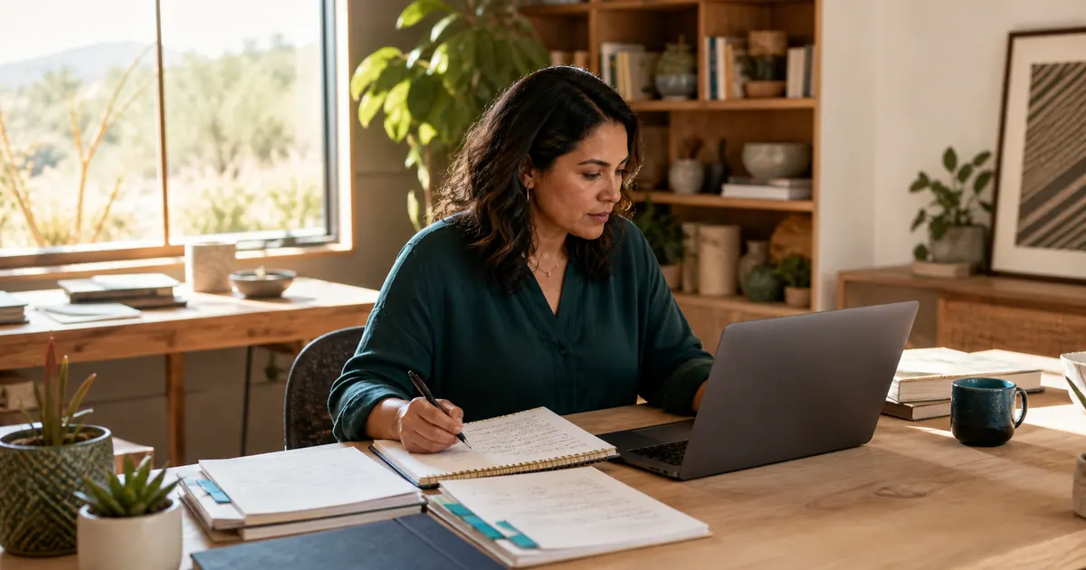 Arizona education provider reviewing the official Empowerment Scholarship Account (ESA) source beside dated research notes