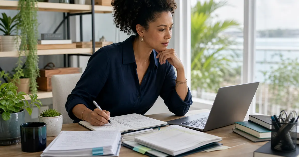 Florida education provider reviewing the official Family Empowerment Scholarship (FES) source beside dated research notes