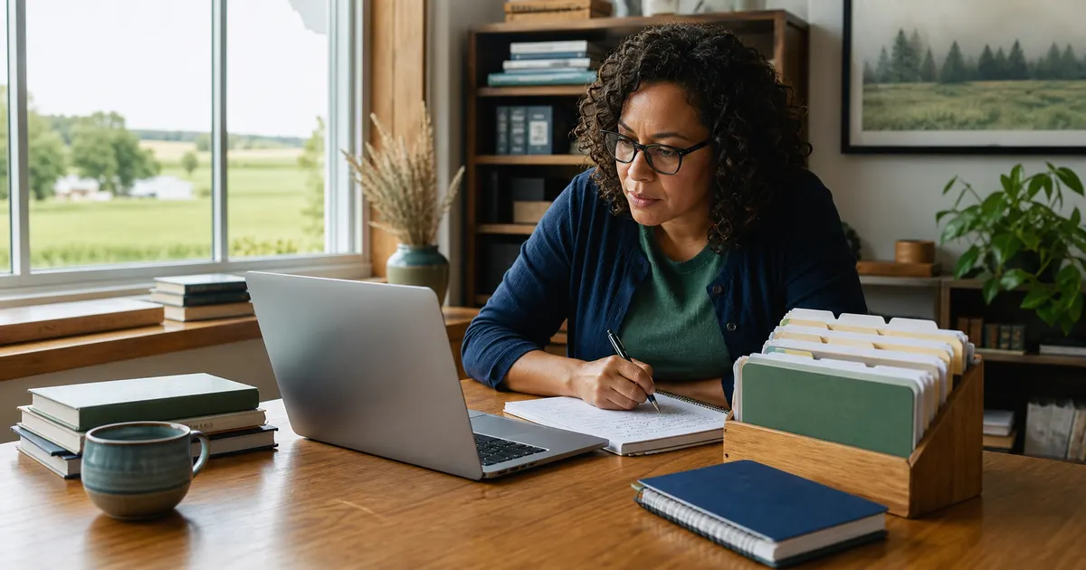 Iowa education provider reviewing the official Students First Education Savings Accounts (ESA) source beside dated research notes
