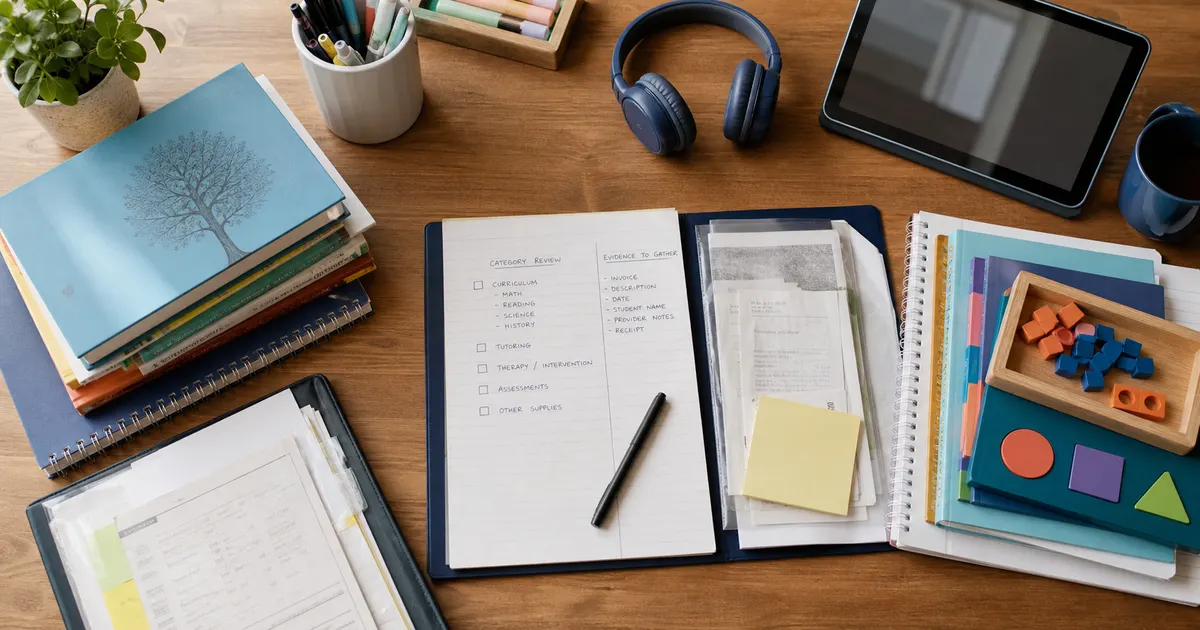 ESA provider comparing educational products and service evidence with Texas ESA expense categories