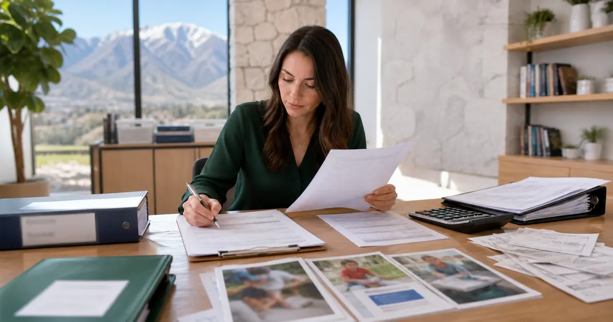 ESA provider assembling an itemized Utah ESA invoice with service, order and fulfillment records