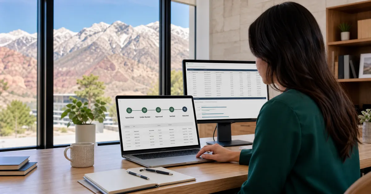 ESA provider reviewing Odyssey submission, review, approval and settlement statuses for Utah